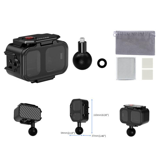 For DJI OSMO Nano FEICHAO 80M Waterproof Housing Case Aluminum Diving Shell, 1 inch Ball Head, Dual-Card Quick-Release, 1/4 inch Threaded