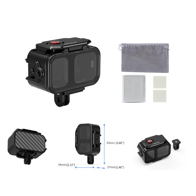 For DJI OSMO Nano FEICHAO 80M Waterproof Housing Case Aluminum Diving Shell, 1 inch Ball Head, Dual-Card Quick-Release, 1/4 inch Threaded