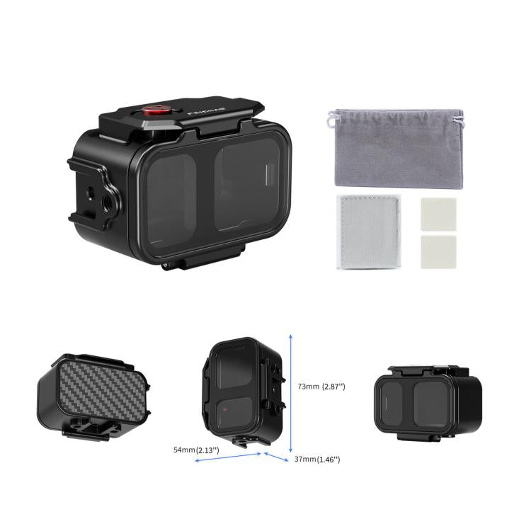 For DJI OSMO Nano FEICHAO 80M Waterproof Housing Case Aluminum Diving Shell, 1 inch Ball Head, Dual-Card Quick-Release, 1/4 inch Threaded