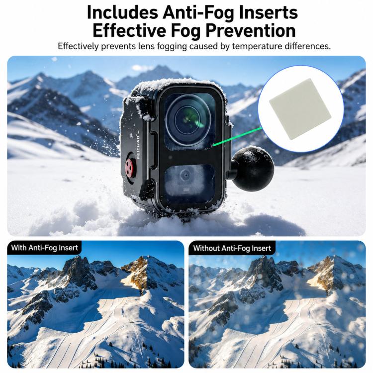 For DJI OSMO Nano FEICHAO 80M Waterproof Housing Case Aluminum Diving Shell, 1 inch Ball Head, Dual-Card Quick-Release, 1/4 inch Threaded