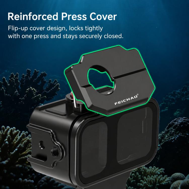 For DJI OSMO Nano FEICHAO 80M Waterproof Housing Case Aluminum Diving Shell, 1 inch Ball Head, Dual-Card Quick-Release, 1/4 inch Threaded