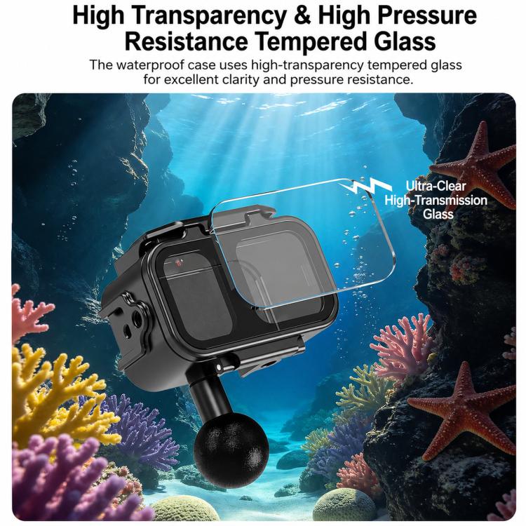 For DJI OSMO Nano FEICHAO 80M Waterproof Housing Case Aluminum Diving Shell, 1 inch Ball Head, Dual-Card Quick-Release, 1/4 inch Threaded