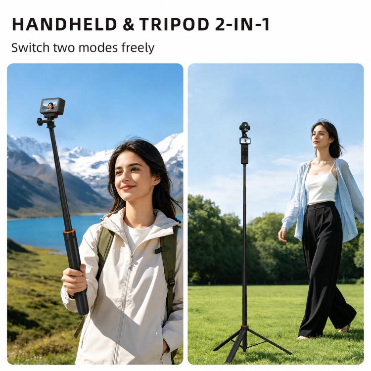 For DJI Osmo Pocket 4P / 3 Flymile 1.6m One-Click Pop-Out Tripod Extension Pole