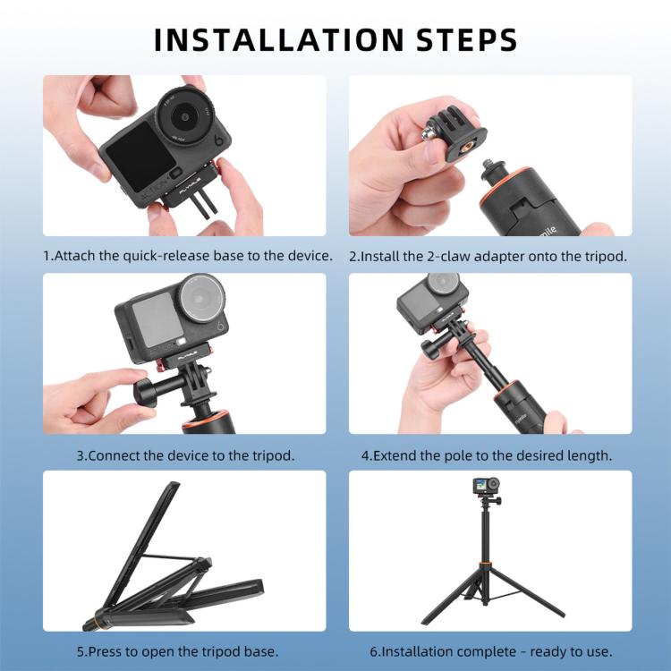 For DJI Osmo Pocket 4P / 3 Flymile 1.6m One-Click Pop-Out Tripod Extension Pole