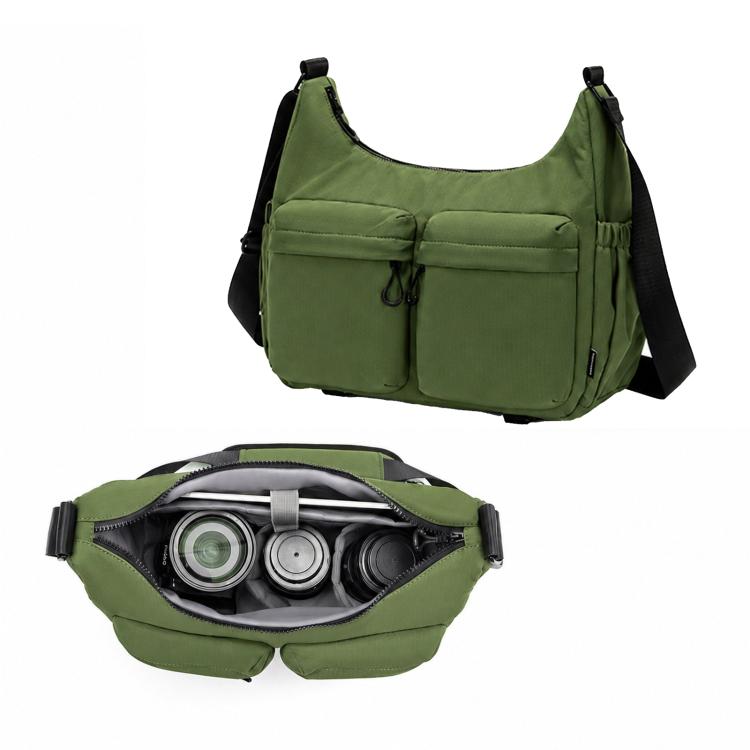 Cwatcun D336 Waterproof Camera Shoulder Bag Crossbody Sling Case For DSLR Mirrorless Camera and Lens, Small Green, Large Green