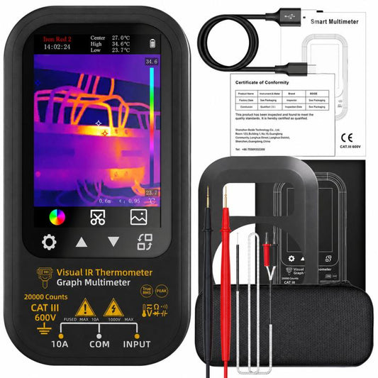 BSIDE SH6 Thermal Imaging Multimeter 2 In 1 Touchscreen High-Precision Infrared Thermal Imager Temperature Meter Electrical Tester, Standard, SH6