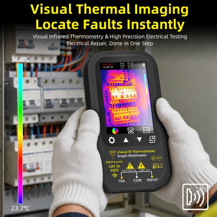 BSIDE SH6 Thermal Imaging Multimeter 2 In 1 Touchscreen High-Precision Infrared Thermal Imager Temperature Meter Electrical Tester, Standard, SH6