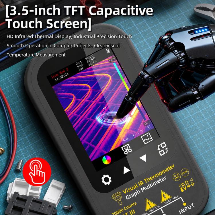 BSIDE SH6 Thermal Imaging Multimeter 2 In 1 Touchscreen High-Precision Infrared Thermal Imager Temperature Meter Electrical Tester, Standard, SH6
