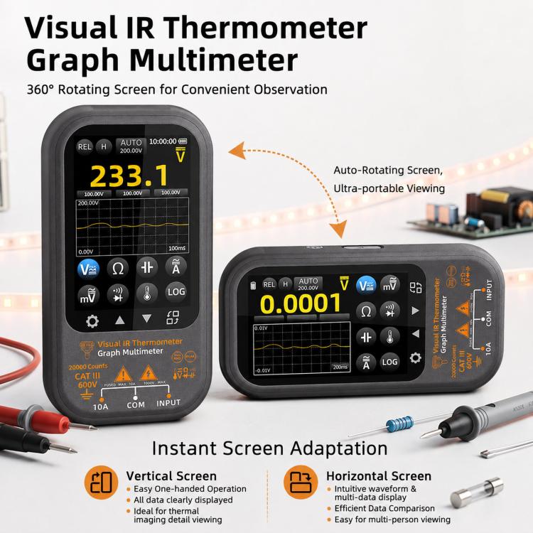BSIDE SH8 Thermal Imaging Multimeter 2 In 1 Touchscreen HD Infrared Thermometer, SH8