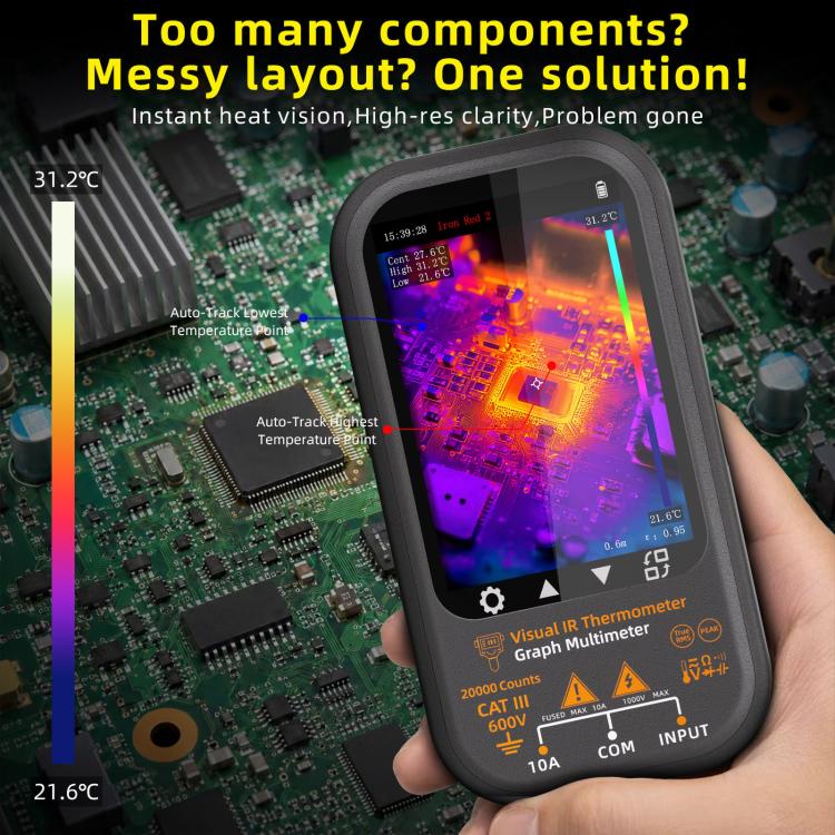BSIDE SH8 Thermal Imaging Multimeter 2 In 1 Touchscreen HD Infrared Thermometer, SH8