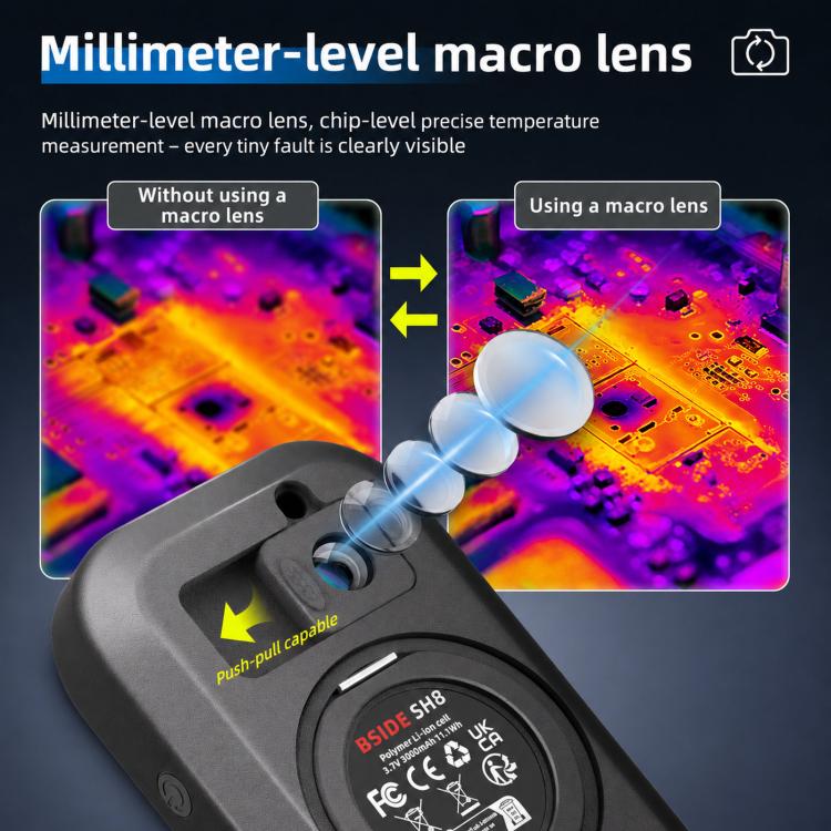 BSIDE SH8 Thermal Imaging Multimeter 2 In 1 Touchscreen HD Infrared Thermometer, SH8