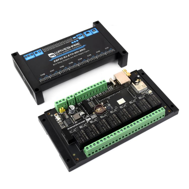 Waveshare ESP32-S3 Industrial Control Board With 8-Channel Wi-Fi Network Relays, Standard Network Port, PoE Port