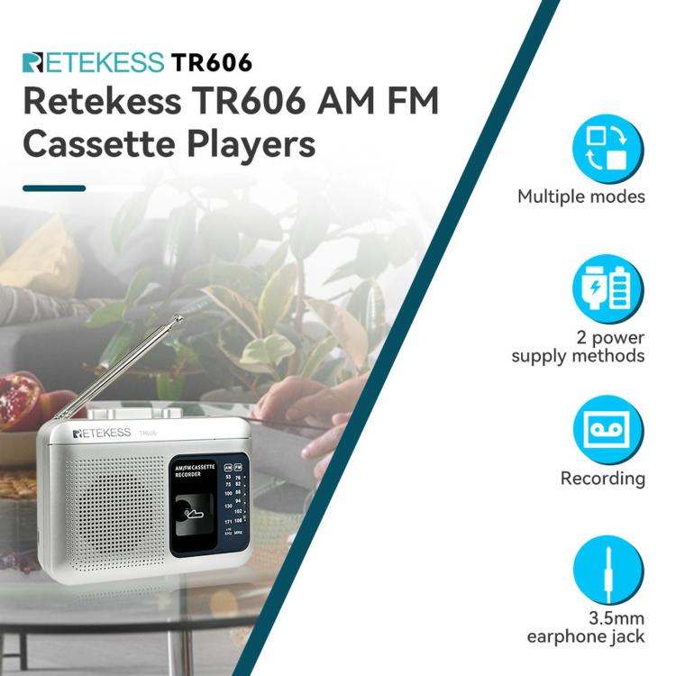 RETEKESS TR606 Retro Portable Cassette Player Radio