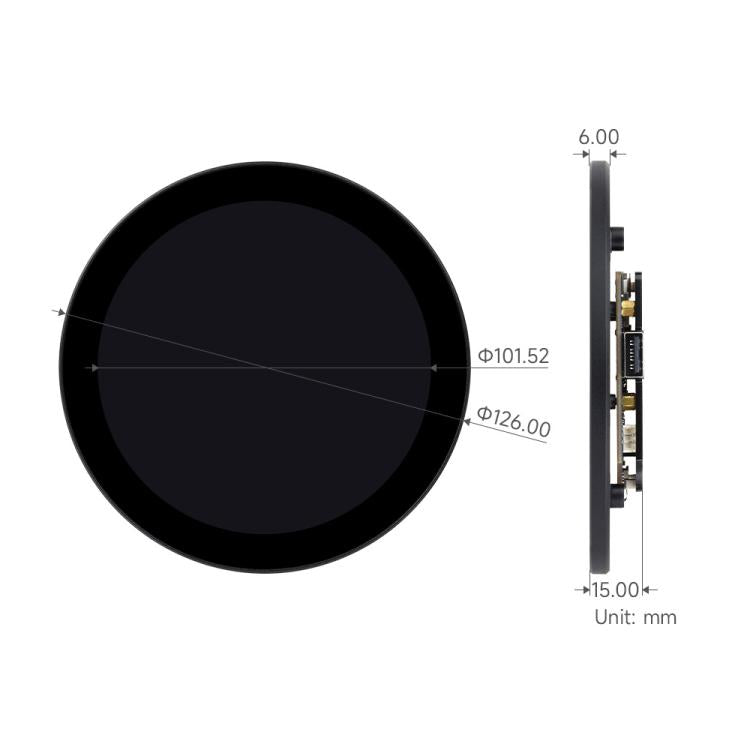 Waveshare 31522 ESP32-P4 4 Inch Round Touch Display Development Board 720 × 720 Resolution, 31522