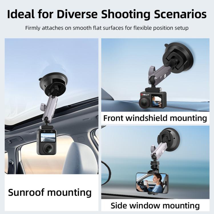 Flymile Car Suction Cup Bracket Adapter Expansion Accessories, For DJI Osmo Action 3 / 4 / 5 Pro, For DJI Osmo Action 6 / Nano