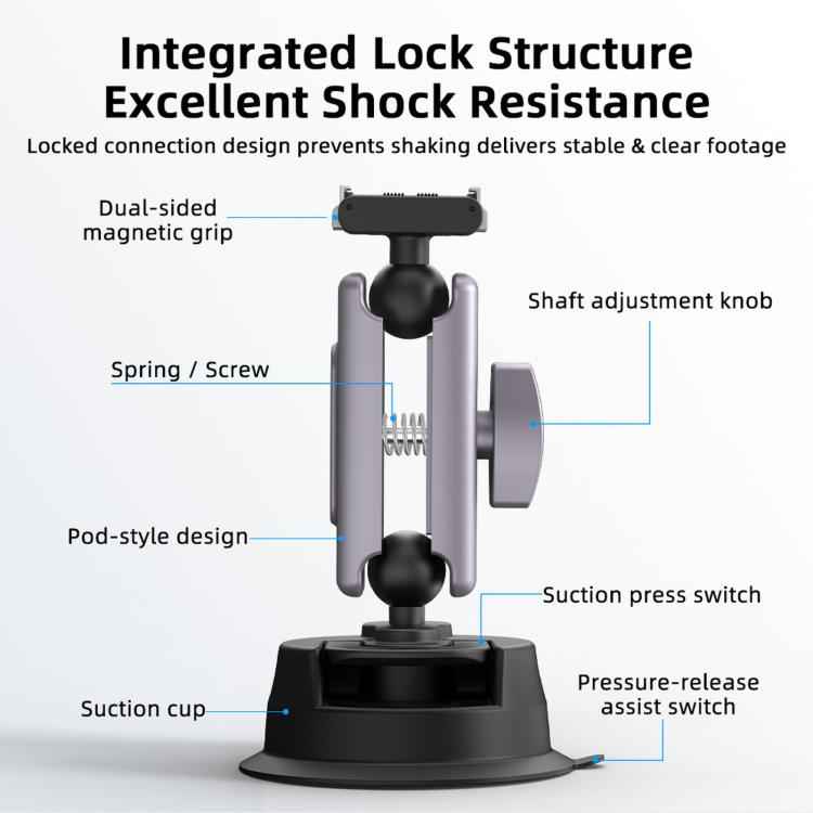 Flymile Car Suction Cup Bracket Adapter Expansion Accessories, For DJI Osmo Action 3 / 4 / 5 Pro, For DJI Osmo Action 6 / Nano