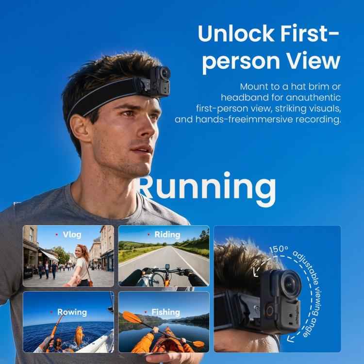 aMagisn Adjustable Headband Strap for Insta360 GO Ultra & DJI Osmo Nano Magnetic Cap Clip, Only Headband