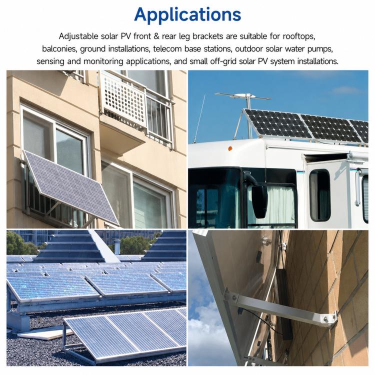 Aluminum Adjustable Front & Rear Leg Bracket For Solar PV Panel, Front & Rear Leg Bracket