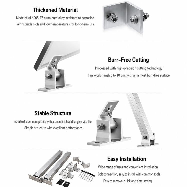 Aluminum Adjustable Front & Rear Leg Bracket For Solar PV Panel, Front & Rear Leg Bracket