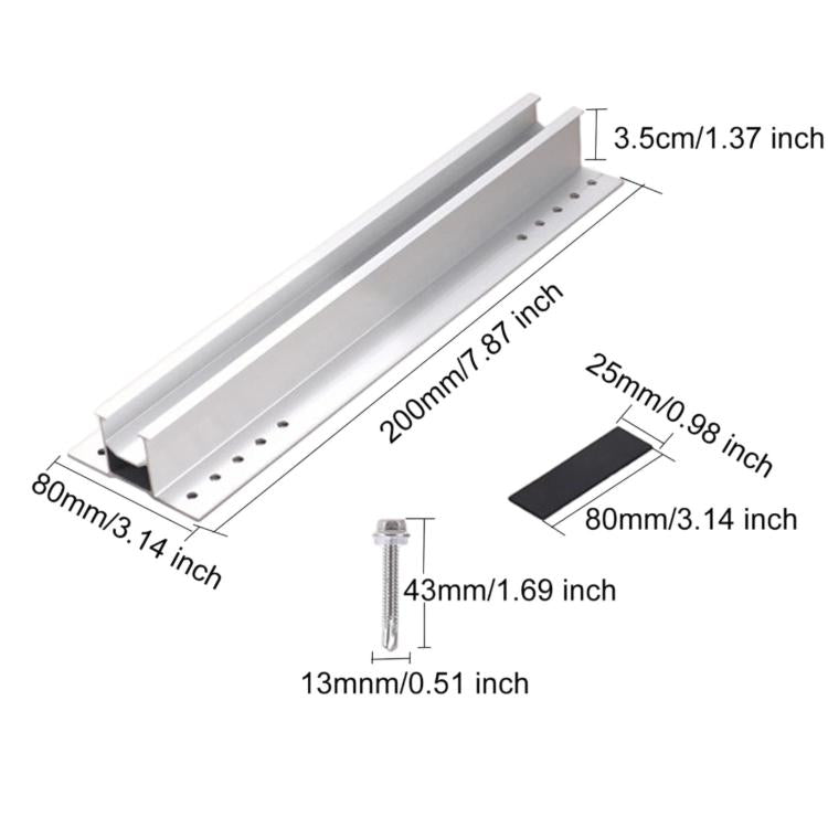 Aluminum Rail Bracket For Solar PV Panel, 200mm Rail Bracket