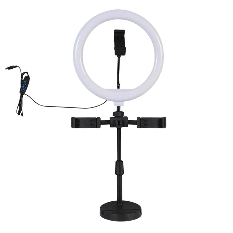 Portable Triple-Mount Desktop Live Streaming Bracket With Ring Light, Triple-Mount Bracket