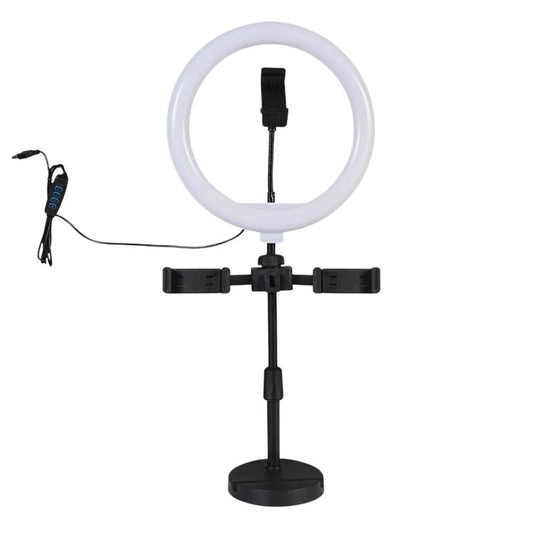Portable Triple-Mount Desktop Live Streaming Bracket With Ring Light, Triple-Mount Bracket