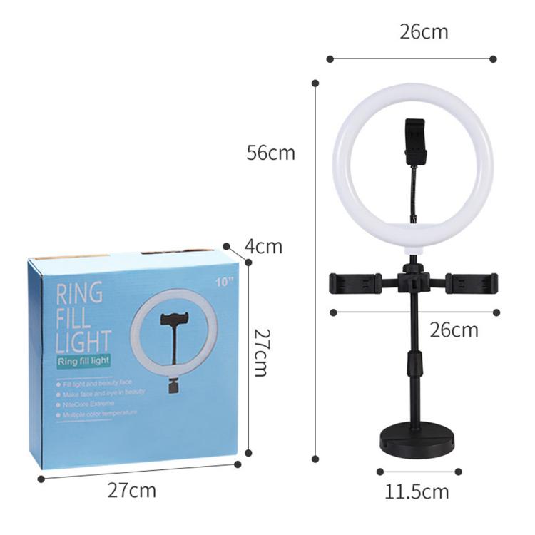 Portable Triple-Mount Desktop Live Streaming Bracket With Ring Light, Triple-Mount Bracket
