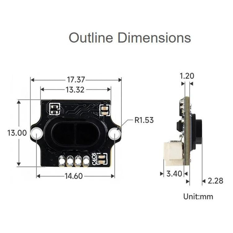 WAVESHARE MINI Laser Range Sensor, Based On Time-of-Flight Technology, Built-in Controller And Ranging Algorithm, UART Communication Support, 35107