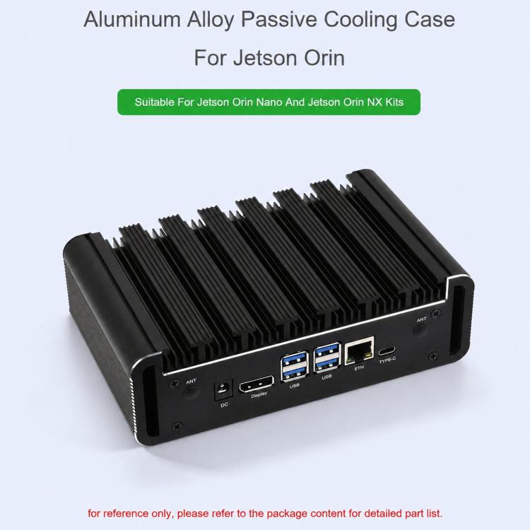 WAVESHARE For Jetson Orin Nano / NX Aluminum Alloy Passive Cooling Case Onboard Power Button With Indicator, 34964
