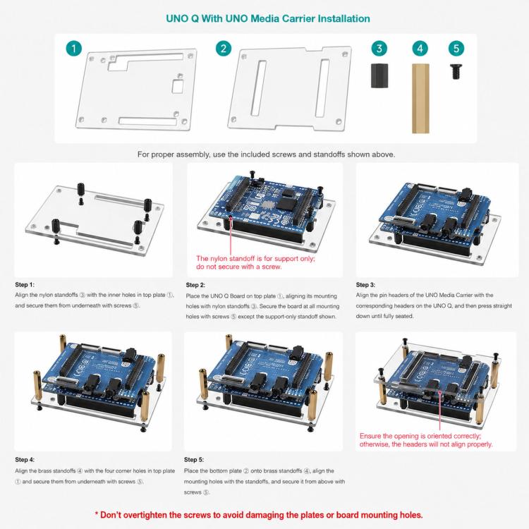 WAVESHARE For Arduino UNO Q, Supports Installation With The UNO Media Carrier Board, With Precise Opening Design, Single Case, 2GB+16GB With Case, 4GB+32GB With Case