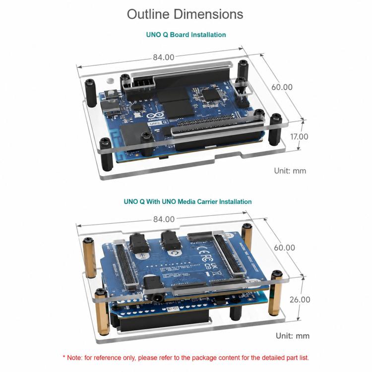 WAVESHARE For Arduino UNO Q, Supports Installation With The UNO Media Carrier Board, With Precise Opening Design, Single Case, 2GB+16GB With Case, 4GB+32GB With Case
