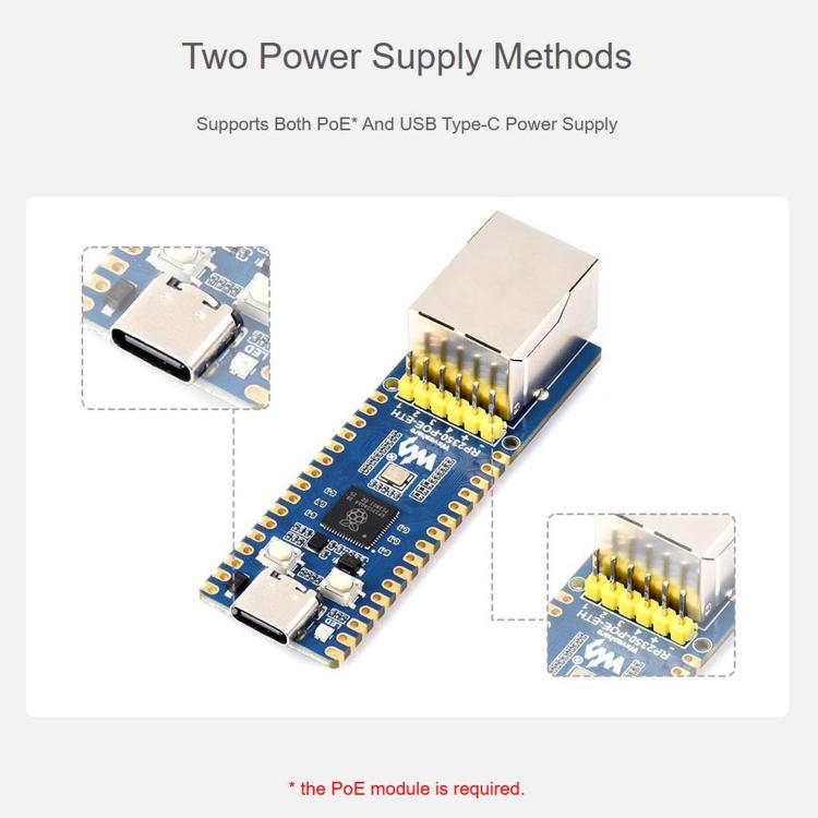WAVESHARE RP2350 Development Board, Dual-Core And Dual-Architecture, W6300 Ethernet Controller, Supports PoE Expansion Via A PoE Module, No Soldered Pin Headers Without PoE Module, No Soldered Pin Headers With PoE Module                                ...
