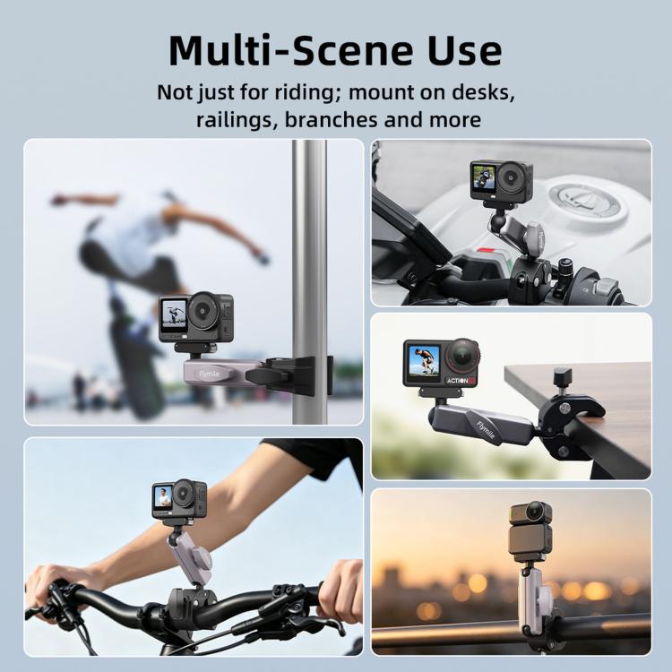 Flymile Camera Motorcycle Bicycle Riding Extension Bracket, For DJI Osmo Action 3 / 4 / 5 Pro, For DJI Osmo Action 6 / Nano