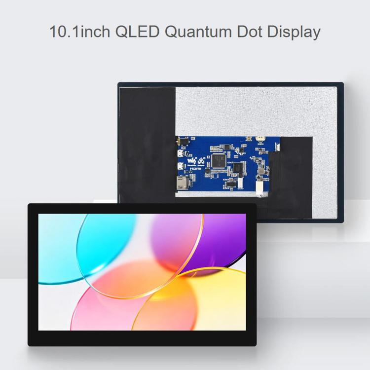 WAVESHARE 10.1 Inch QLED Quantum Dot Display Type B, 1280 x 720 Resolution, G+G Toughened Glass Panel, EU Plug, UK Plug, US Plug