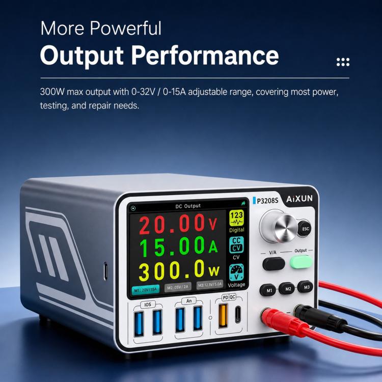 AiXUN P3208S Intelligent Adjustable DC Regulated Power Supply Meter Mobile Phone Repair Power Supply, EU Plug, US Plug
