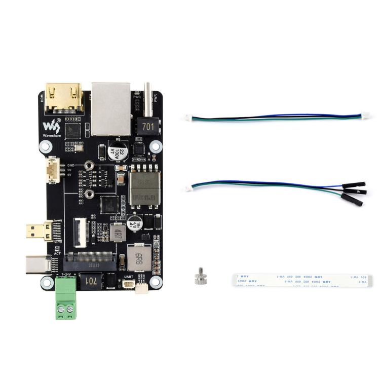 WAVESHARE PCIe To M.2 Multifunctional Adapter, 4K Output, Original RTL8125 2.5GbE Ethernet Controller, Supports For Raspberry Pi OS, 35254