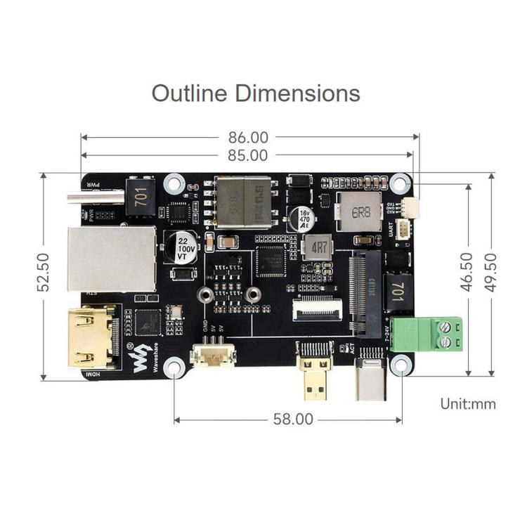 WAVESHARE PCIe To M.2 Multifunctional Adapter, 4K Output, Original RTL8125 2.5GbE Ethernet Controller, Supports For Raspberry Pi OS, 35254