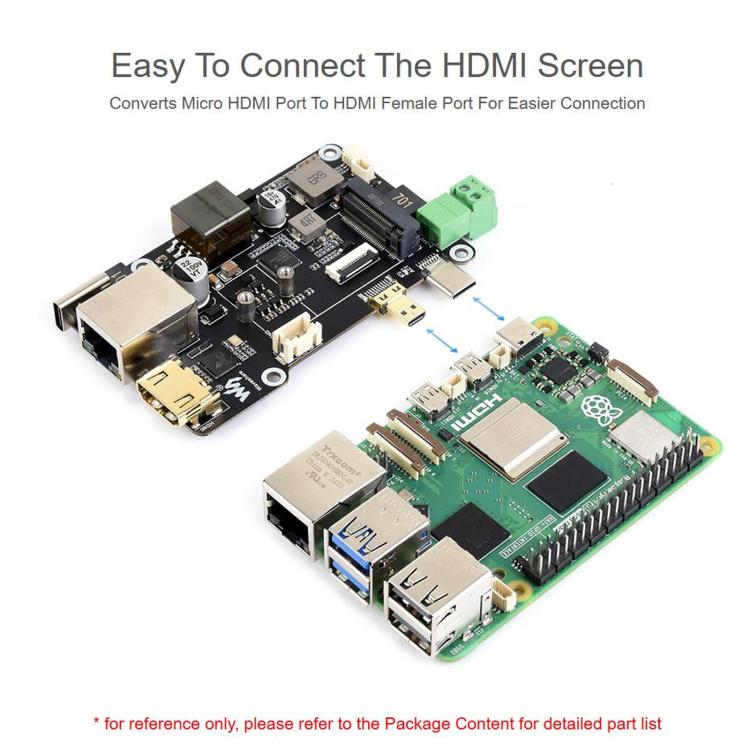 WAVESHARE PCIe To M.2 Multifunctional Adapter, 4K Output, Original RTL8125 2.5GbE Ethernet Controller, Supports For Raspberry Pi OS, 35254