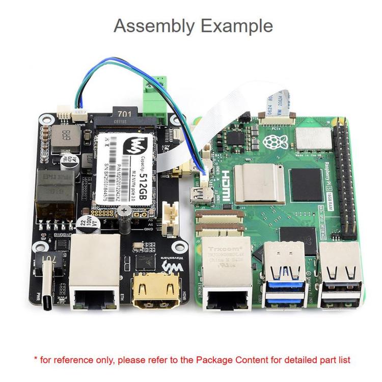 WAVESHARE PCIe To M.2 Multifunctional Adapter, 4K Output, Original RTL8125 2.5GbE Ethernet Controller, Supports For Raspberry Pi OS, 35254