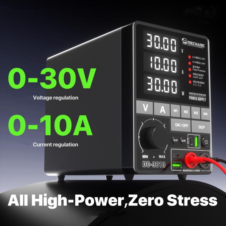 Adjustable DC Regulated Power Supply High Precision Fine-Tuning Voltage Limiting Power Source, MECHANIC DC-3006 US Plug, MECHANIC DC-3006 EU Plug, MECHANIC DC-3010 US Plug, MECHANIC DC-3010 EU Plug