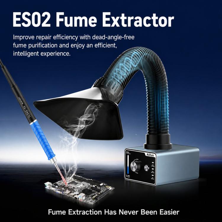 AiXUN ES02 Mini Soldering Fume Extractor Smoke Purifier For Soldering, EU Plug, US Plug