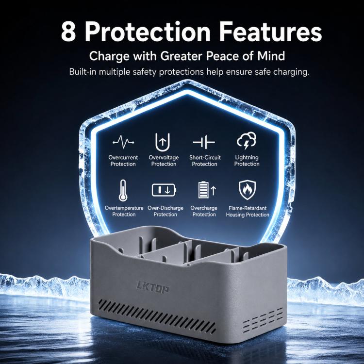LKTOP 65W Parallel Battery Charger Hub for DJI Mini 5 Pro / Mini 4 Pro / Mini 3 Pro 3-Bay Simultaneous Fast Charging Hub, 65W 3-Bay