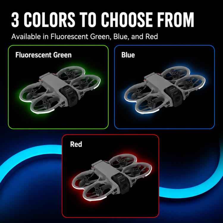 For DJI Avata 360 RCSTQ Night Flight LED Light Strip Kit 3 Brightness Levels Rechargeable Safety Warning Lamp