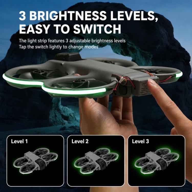 For DJI Avata 360 RCSTQ Night Flight LED Light Strip Kit 3 Brightness Levels Rechargeable Safety Warning Lamp