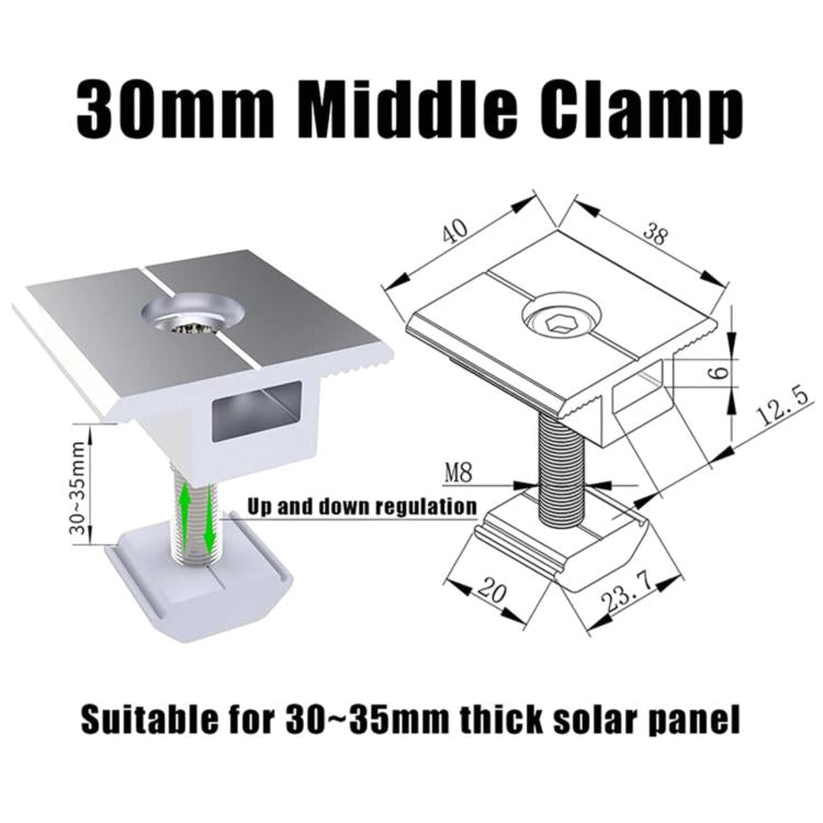 Aluminum Clamp For Solar PV Mounting System, 30mm