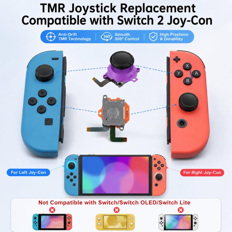 For Switch 2 Joy-Con TMR Joystick Replacement Anti-Drift 3D Sensor Magnetoresistance Analog Stick Module