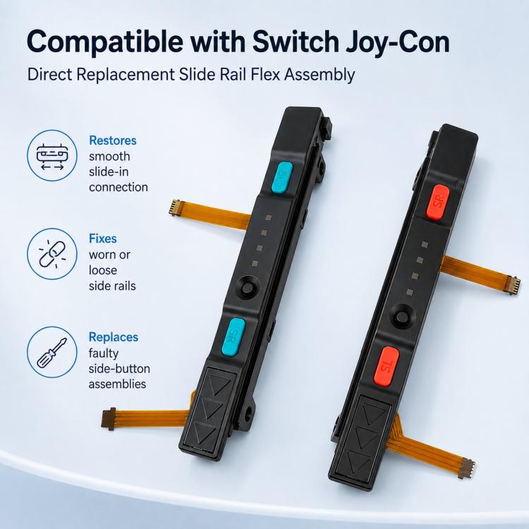 For Switch Joy-Con Slider Rail Flex Cable Assembly with SL SR Buttons, Left Side - Blue, Right Side - Red, Left & Right