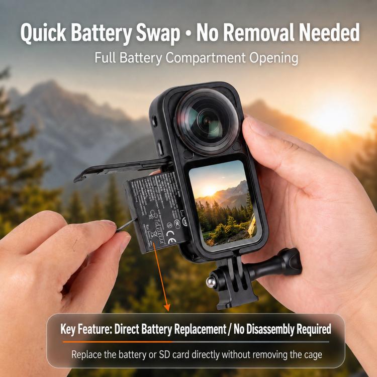 For Insta360 X6 Frame Cage Drop-Resistant Protective Case Shel with 1/4-inch Mount Adapter, PVC Cage