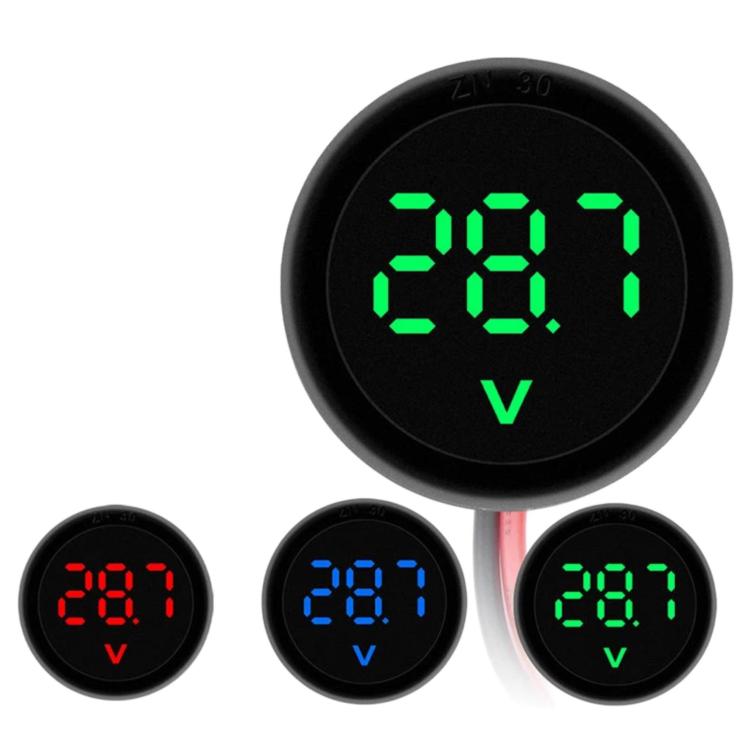 DC 4-100V 2-Wire Round DC Digital Voltmeter LED Digital Display Meter