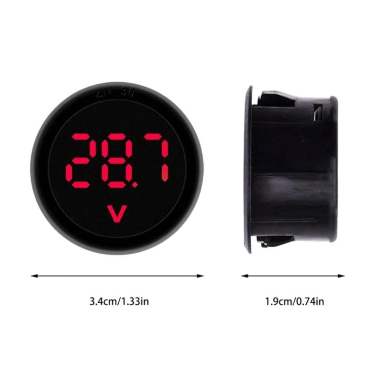 DC 4-100V 2-Wire Round DC Digital Voltmeter LED Digital Display Meter